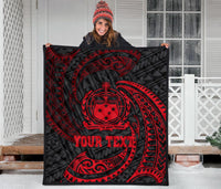 Samoa Polynesian Custom Personalised Premium Quilt - Red Tribal Wave - Polynesian Pride