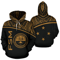 Federated States of Micronesia All Over Hoodie Micronesia Curve Gold Style Unisex Gold - Polynesian Pride