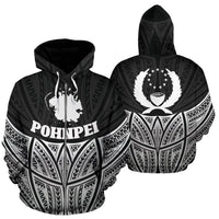 Pohnpei Polynesian Zip up Hoodie Black Pride Map and Seal Unisex Black - Polynesian Pride