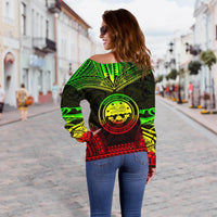 Federated States of Micronesia Polynesian Chief Custom Personalised Women's Off Shoulder Sweater - Reggae Version - Polynesian Pride