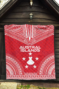 Austral Islands Premium Quilt - Austral Islands Flag Polynesian Chief Red Version - Polynesian Pride