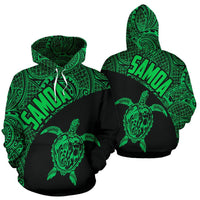 Samoa Hoodie Samoa Turtle Mermaid Polynesian Tattoo Green Unisex Black - Polynesian Pride