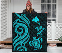 Papua New Guinea Premium Quilt - Turquoise Tentacle Turtle - Polynesian Pride
