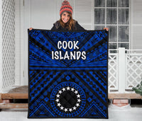 Cook Island Premium Quilt - Seal With Polynesian Tattoo Style ( Blue) - Polynesian Pride