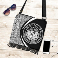 Hawaii Coat Of Arms Polynesian Crossbody Boho Handbag - Circle Style White - Polynesian Pride