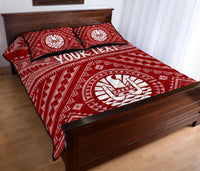 Tahiti Personalised Quilt Bed Set - Tahiti Seal In Polynesian Tattoo Style (Red) - Polynesian Pride