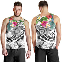 Kosrae Polynesian Men's Tank Top - Summer Plumeria (White) - Polynesian Pride