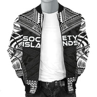 Society Islands Polynesian Chief Men's Bomber Jacket - Black Version - Polynesian Pride