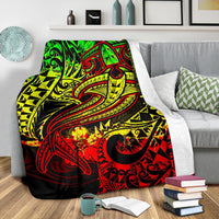 Polynesian Premium Blanket - Reggae Shark Polynesian Tattoo - Polynesian Pride