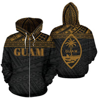 Guam Polynesian All Over Zip up Hoodie Yellow Horizontal Style Unisex Yellow - Polynesian Pride