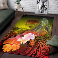 Fiji Area Rug - Humpback Whale with Tropical Flowers (Yellow) - Polynesian Pride