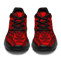 Polynesian Plumeria Mix Red Black Chunky Sneakers - Polynesian Pride