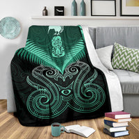 Maori Manaia New Zealand Premium Blanket Turquoise - Polynesian Pride