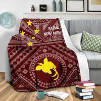 Papua New Guinea Premium Blanket - Flag With Polynesian Patterns (Red) - Polynesian Pride