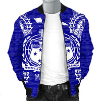 Samoa Polynesian Men's Bomber Jacket Map Blue - Polynesian Pride