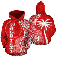 Chuuk Polynesian Custom Zip up Hoodie Coconut Red White Unisex Red - Polynesian Pride
