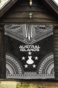 Austral Islands Premium Quilt - Austral Islands Flag Polynesian Chief Black Version - Polynesian Pride