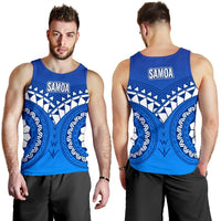 Samoa Polynesian Tribal Pattern Men's Tank Top Blue - Polynesian Pride