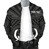 Pohnpei Personalised Men's Bomber Jacket - Pohnpei Seal With Polynesian Tattoo Style ( Black) - Polynesian Pride