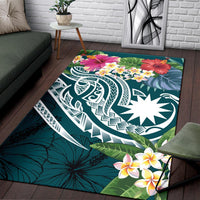 Nauru Polynesian Area Rug - Summer Plumeria (Turquoise) - Polynesian Pride