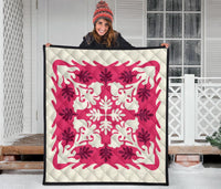 Hawaiian Tropical Pattern Premium Quilt - Pink - Argu Style - AH - Polynesian Pride