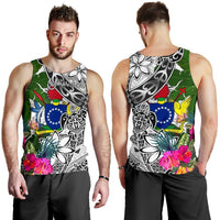 Cook Islands Custom Personalised Men's Tank Top White - Turtle Plumeria Banana Leaf - Polynesian Pride