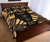 Federated States of Micronesia Quilt Bed Set - Federated States of Micronesia Seal Polynesian Yellow Tattoo Style - Polynesian Pride