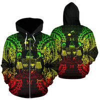 Fiji Polynesian All Over Zip up Hoodie Map Reggae Unisex Reggae - Polynesian Pride