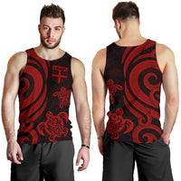 Fiji Polynesian Men Tank Top - Red Tentacle Turtle Red - Polynesian Pride