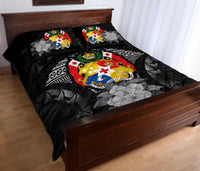 Tonga Polynesian Quilt Bed Set Hibiscus Gray - Polynesian Pride