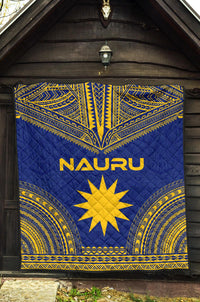 Nauru Premium Quilt - Nauru Flag Polynesian Chief Blue Version - Polynesian Pride