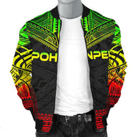 Pohnpei Polynesian Chief Men's Bomber Jacket - Reggae Version - Polynesian Pride