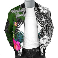 Marshall Islands Men Bomber Jacket - Turtle Plumeria Banana Leaf - Polynesian Pride