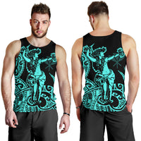 Polynesian Hawaii Men's Tank Top - Hula Girl Neon Blue Blue - Polynesian Pride