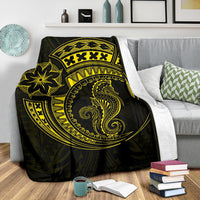 Seahorse Polynesian Blanket - Polynesian Tattoo Yellow - Polynesian Pride