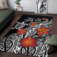Hawaiian Map Turtle Swim Plumeria Polynesian Rug - J6 - Polynesian Pride