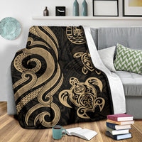 Samoa Polynesian Premium Blanket - Gold Tentacle Turtle - Polynesian Pride