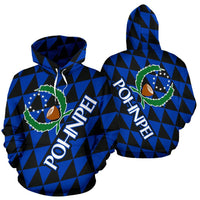 Pohnpei Polynesian All Over Hoodie Pohnpei Flag Unisex Blue - Polynesian Pride