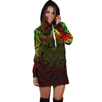 New Zealand Women'S Hoodie Dress, Maori Polynesian Tattoo Reggage - Polynesian Pride