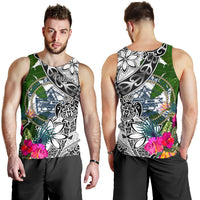 Palau Men's Tank Top White - Turtle Plumeria Banana Leaf Crest - Polynesian Pride