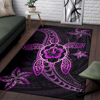 Kanaka Map Hibiscus Plumeria Turtle Art Polynesian Area Rug Pink AH - Polynesian Pride