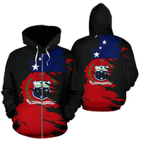 Samoa Zip up Hoodie Samoa Flag Coat of Arms Painting Unisex Black - Polynesian Pride