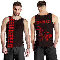 Hawaii Kakau Polynesian Hammerhead Shark Map Men's Tank Top - Red Red - Polynesian Pride