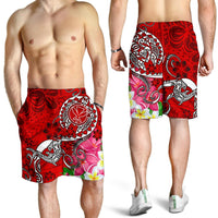 Hawaii Men's Shorts - Turtle Plumeria Polynesian Tattoo Red Color - Polynesian Pride