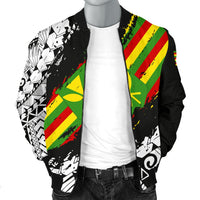 Polynesian Kanaka Flag Men's Bomber Jacket - Nora Style - White - Polynesian Pride