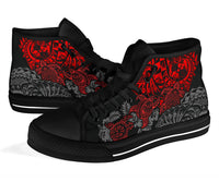 Tonga Polynesian High Top Shoes - Red Turtle Flowing - Polynesian Pride