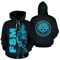 Federates States of Micronesia Hoodie Micronesian Warrior Blue Unisex Blue - Polynesian Pride