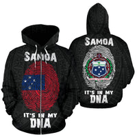 Samoa Zip up Hoodie Samoa Flag Coat of Arms Is In My DNA Unisex Black - Polynesian Pride