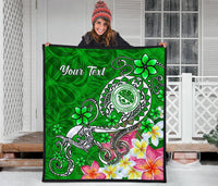 FSM Custom Personalised Premium Quilt - Turtle Plumeria (Green) - Polynesian Pride