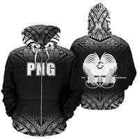 Papua New Guinea All Over Zip up Hoodie Fog Black Style Unisex Black - Polynesian Pride